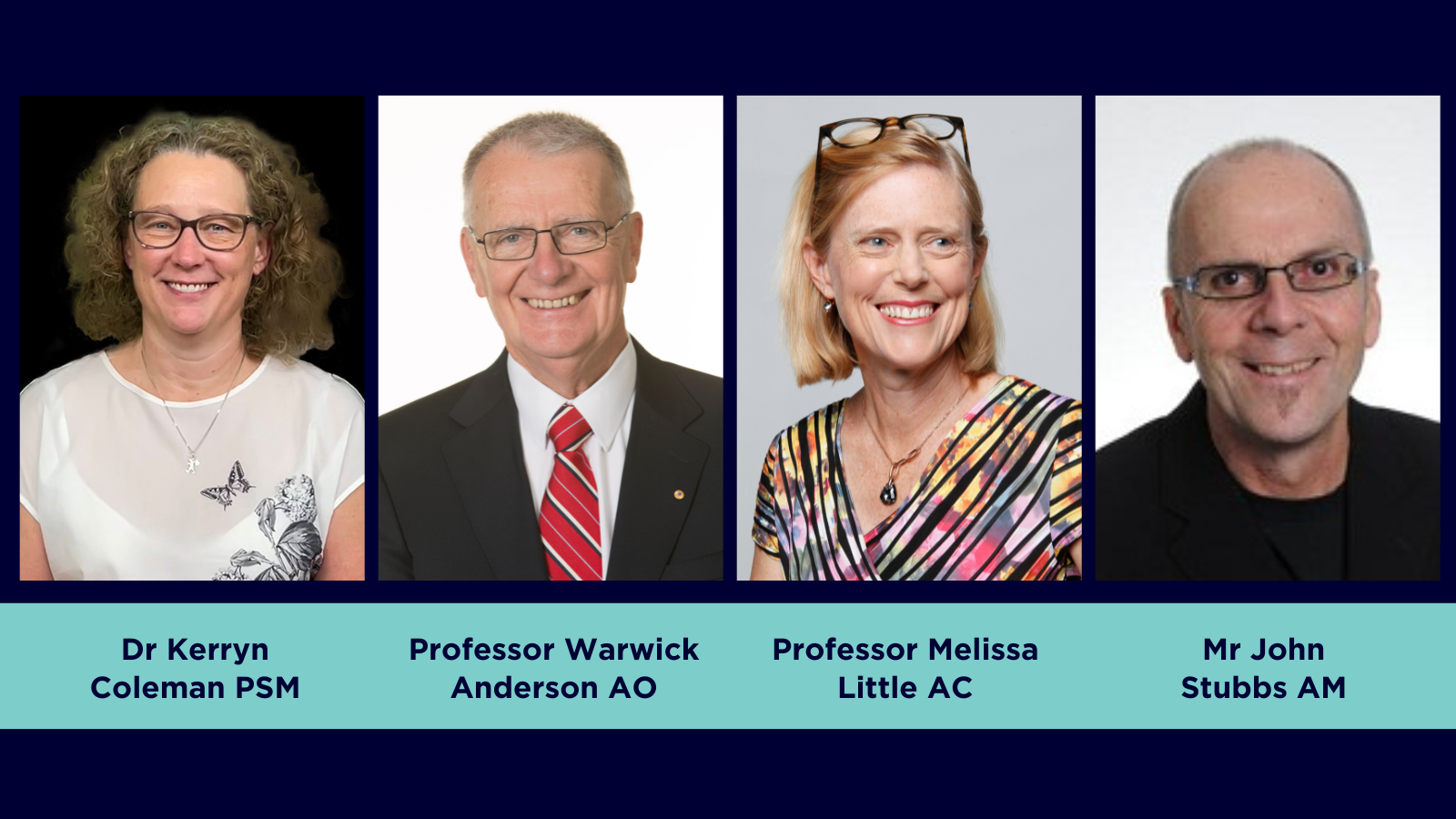 Montage of four researchers on a navy coloured background