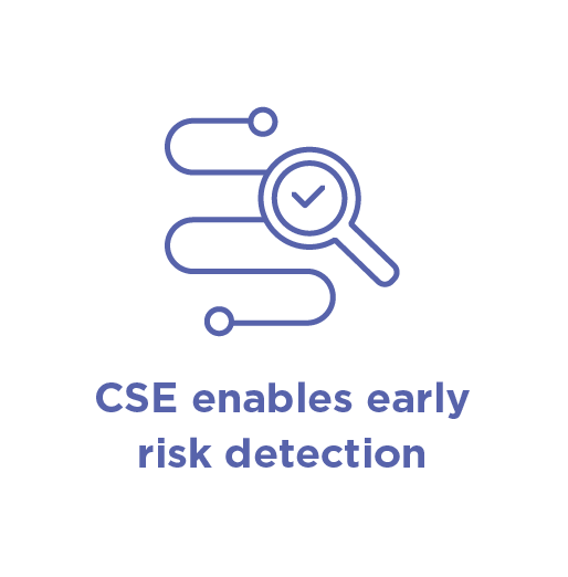 Infographic with text 'CSE enables early risk detection'.