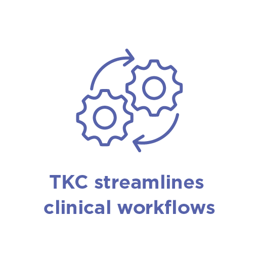 Infographic with text 'TKC streamlines clinical workflows'.