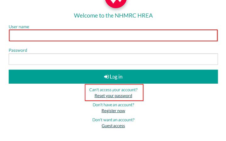 Screenshot of how to reset password