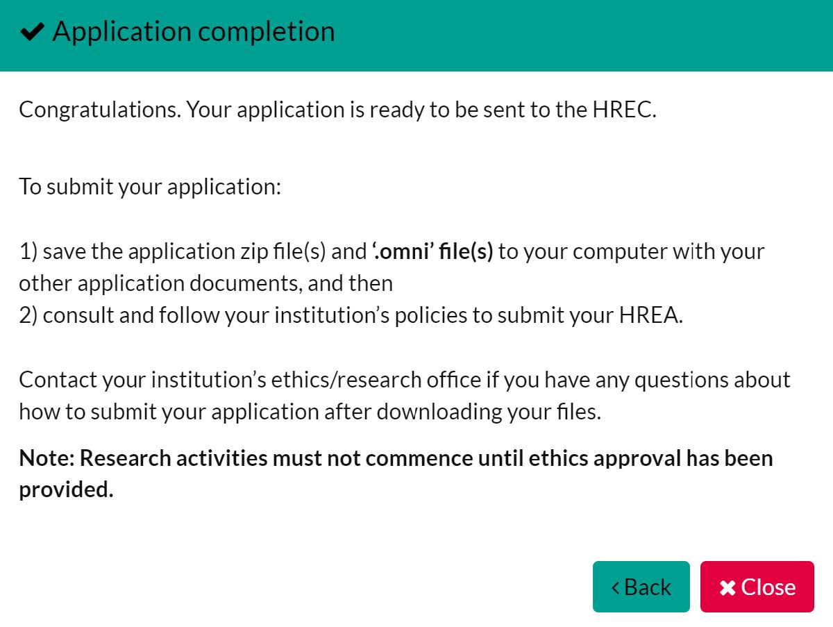 Screenshot of confirmation page