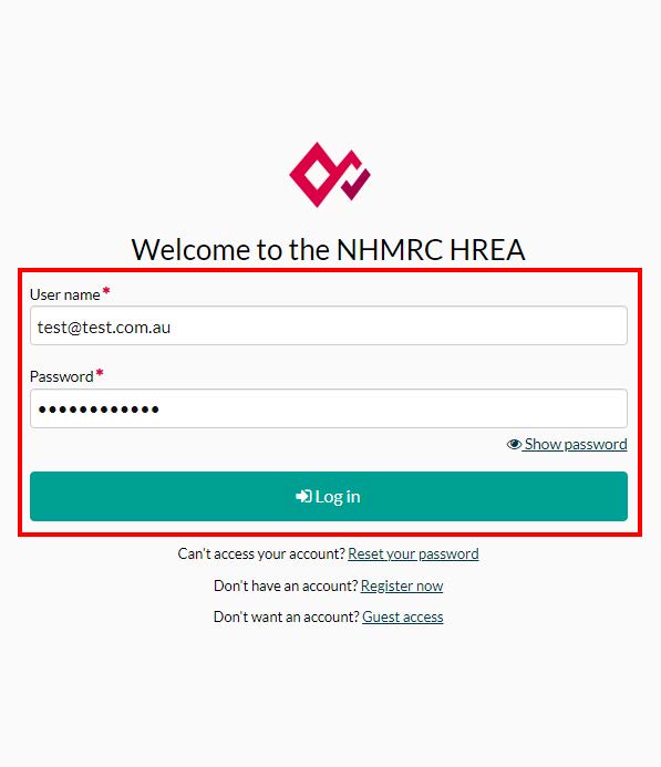 Screenshot of login process 1