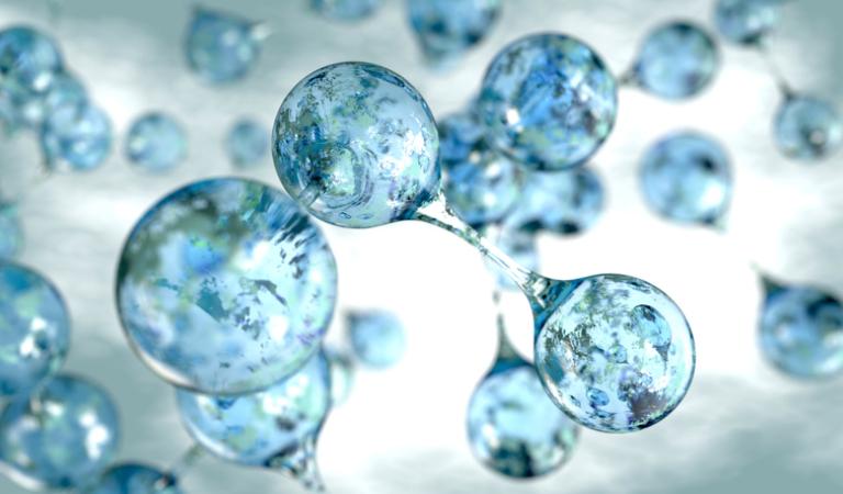 Blue molecules floating