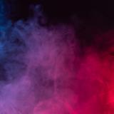 A cloudy blue, pink and red image