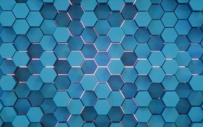 Blue hexagons pieced together