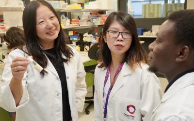 Associate Professor Cheng with Dr Qian Dong and PHD student, Mr Paul Orih