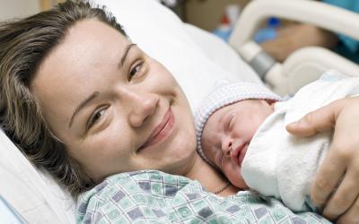Mother and newborn baby.